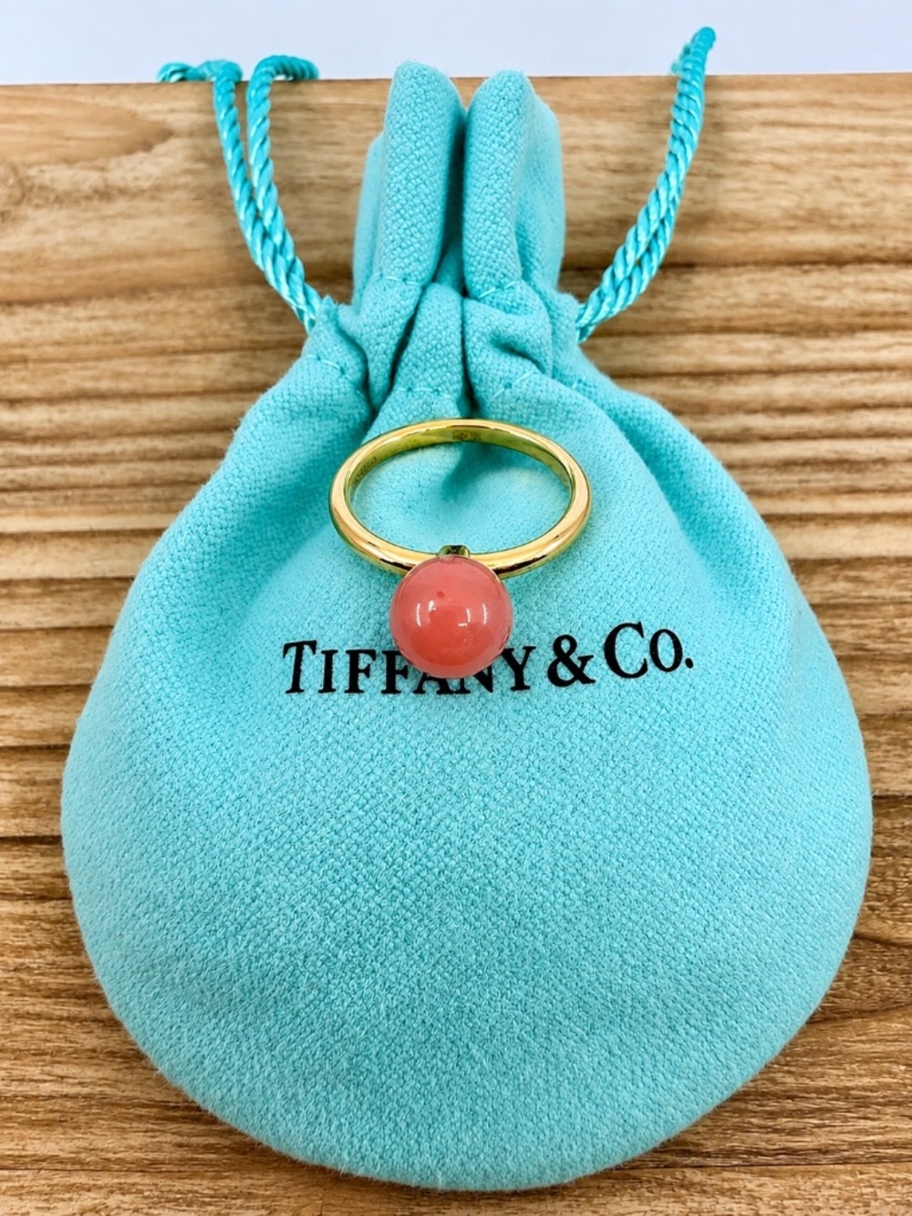 Tiffany & Co Hardwear Rose Quartz Ball Ring in Rose Gold, sz 6